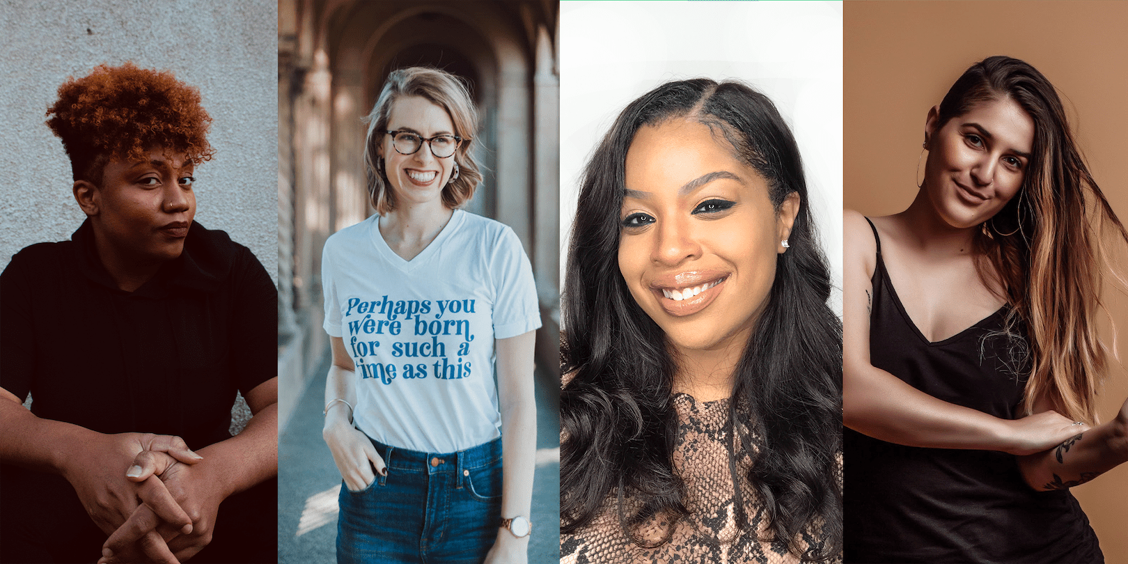 Photos of speakers Mikea Hugley, Amanda Ghobandi, Elise Crawford, and Jess Washington.